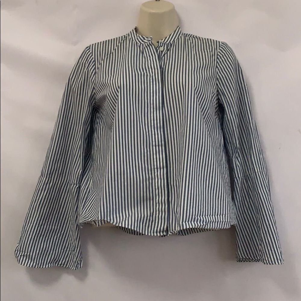 MADEWELL  BELL‎ SLEEVE STRIPED COTTON SHIRT SZ XXS
